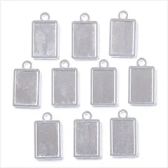 ミール皿【s14 ホワイトシルバー】10個セット レクタングル 四角 長方形 型枠 モールド UVライト ストラップ キーホルダー チャーム クレイ ネックレス ペンダント ハンドメイドアクセサリーパーツ