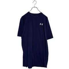 UNDER ARMOUR 半袖 ロゴTシャツ M ネイビー アンダーアーマー クルーネック スポーツウェア ヒートギア 古着卸 アメリカ仕入 a605-5170