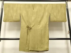 平和屋着物＃道中着　立涌花地紋　菜種油色　ロング丈　正絹　逸品　CAAT5617id