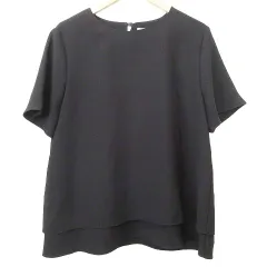 セオリーリュクス theory luxe 美品 ブラウス 半袖 23SS ELIDA3 HS MARVINE プルオーバー レイヤード カットソー 40 黒 ブラック