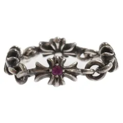 CHROME HEARTS (クロムハーツ) RING TNY E CH PLS タイニーEリング 4Pピンクサファイヤ シルバー 9.5号のサムネイル