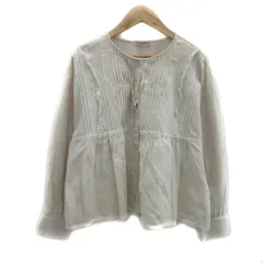 サマンサモスモス SM2 シャツ ブラウス 長袖 ラウンドネック プリーツ レース 麻 リネン混 F ライトベージュ /YS35