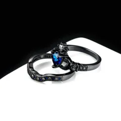 リング ブルー 青 指輪 黒 メンズ レディース シルバー太め リング ごつめ ゴツめ ブランド シンプル 可愛い おしゃれ かわいい 王冠 クラウン