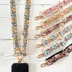 インド刺繍リボン スマホショルダー ショルダーストラップ ショルダーベルト Freshフラワー