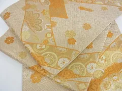 平和屋着物■六通柄袋帯　唐織　正倉院花松文　金糸　逸品　sa3665
