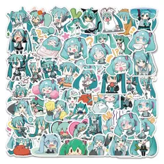 【即日発送】ヘルメットなど適用 バイク ノートパソコン スーツケース 初音ミクシールパック 防水デカール 65枚入り 初音ミクステッカーセット