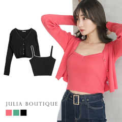 JULIA BOUTIQUE（ジュリアブティック）　2点セット・クロップドカーディガン×キャミソールアンサンブル