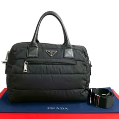極 美品 希少品 PRADA プラダ 三角ロゴ 金具 レザー ナイロン 2way ショルダーバッグ ハンドバック ミニ ボストンバック ブラック 43255