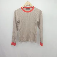 ◇ ⊇ URBAN RESEARCH リブニット 長袖 リブニット丸首カットソー サイズF ベージュ系 レディース E  【1506130014737】