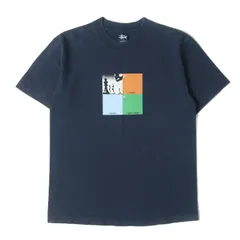 STUSSY ステューシー Tシャツ サイズ:M / 90s OLD STUSSY 紺タグ チェス グラフィック クルーネック Tシャツ (USA製) / ネイビー 紺 / トップス カットソー 半袖【メンズ】【中古】