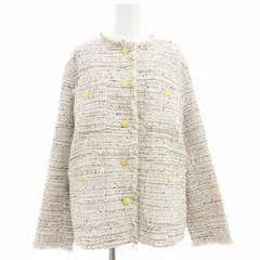 マルティニーク martinique 美品 23SS ツイードジャケット ノーカラー 金ボタン フリンジ アイボリー /AEのサムネイル