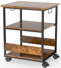 中棚高さ9段階調節 パソコンラック 両側取っ手付き pcワゴン オーディオラック デスク下 収納 キャスター付き 棚 木製 袖机 スリム オフィス [W60*D50*H70cm]プリンター台 収納 オフィスワゴン (ビンテージ) Holdm