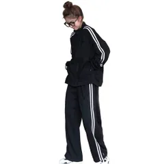 XL_ブラック [D.IIZOO] 春秋 2点セットアップ ジャージ レディース 韓国風 上下セット スウェット パーカー スエット アクティブウェア カジュアル スポーツ 部屋着 ゆったり 大きいサイズ NTZ01 (ブラック, XL)