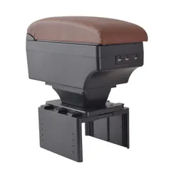 【在庫処分】コンソールボックス 汎用アームレスト収納ボックス二重層大容量外付コンソールボックス多機能7つUSB充電ポート肘掛けアームレストカバープロボックス内装パーツセンターコンソールルーミー (豪華版ブラウン)