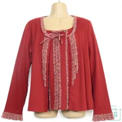 ピンクハウス★可愛いチェックフリル！カーディガン&半袖カットソー フェミニンな二点セット  サイズM 赤系 z7927