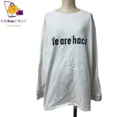 白ロンT M 綿100% メンズ レディース ビッグロゴ プリント 長袖Tシャツ ストリート カジュアル レトロ 古着 オーバーサイズ