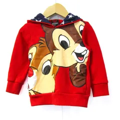 ベビードール パーカー トップス プルオーバー スウェット チップ&デール ベビー 男の子用 90サイズ 赤×茶 BABYDOLL 【中古】