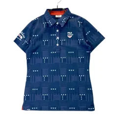 サイズ：M FILA GOLF フィラゴルフ  半袖ポロシャツ 総柄 ネイビー系 [240101519883] ゴルフウェア レディース ストスト