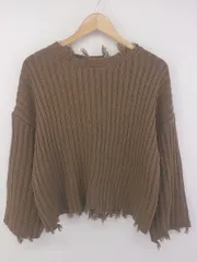 ◇ mysty woman ミスティウーマン ダメージ加工 長袖 ニット セーター サイズF ブラウン系 レディース E  【1304260027760】