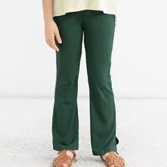 Bee【クーポン利用で20％OFF♪】リブ地フレアパンツ◇Nダークグリーン◇韓国子供服 韓国子ども服 韓国こども服 キッズ 女の子 ガールズ 100 110 120 130 140 150