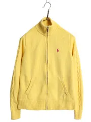 【お得なクーポン配布中!】 ラルフローレン フルジップ コットン ニット セーター レディース L / ポロ フルジップ 長袖ニットジャケット  ワンポイント ポケット付き