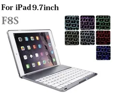 F8S iPad 9.7インチ第5/6世代 (2017/2018)/Air初代用Bluetoothワイヤレス キーボード ハード ケース ノートブックタイプ 7カラーバックライト付 オートスリープ機能（ブラック シルバー ゴールド ローズゴールド）4カラー選択