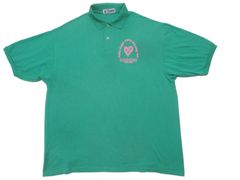 JERZEES ソロリティプリントポロシャツ XL 緑×ピンク USA古着