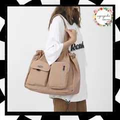 大きめ トートバッグ レディース 巾着バッグ 軽量 大容量 マザーズバッグ 2way かばん ナイロン A4サイズ対応 肩掛けバッグ 通勤 通学 カップル トート 手提げカバン 男女兼用 ユニセックス お洒落 大きめ シンプル 無地 84ZHIB-002