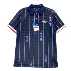 サイズ：M CALLAWAY キャロウェイ 241-9151524 半袖ポロシャツ ストライプ柄 ネイビー系 [240101437439] ゴルフウェア メンズ ストスト