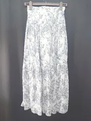 ◇ ⊂ NICE CLAUP ナイスクラップ 花柄 レースアップ ロング丈 ティアード スカート サイズF ホワイト レディース E  【1410230012954】