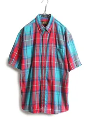 【お得なクーポン配布中!】 80s エディーバウアー マドラス チェック 半袖 ボタンダウン シャツ XL