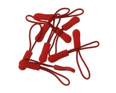 【新着商品】Loople ジッパープル ファスナー チャック 開閉 楽々 取り付け簡単 8カラー 10本セット つかみやすい ノンスリップ ジッパータブ プルコード (レッド10本)