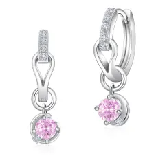 YUIITU ピアス レディース 人気 上質ジルコニア 誕生石 フープ ピアス 揺れる 2Way ピアス 金属アレルギー対応 ピアス 18金 プラチナメッキ シルバー925 ピアス おしゃれ 三日月 ピアス 大人 アクセサリー プレゼント 誕生日 結婚記念日