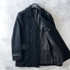 最高峰 ARTISAN アルチザン カシミヤ混 牛革 パイピング メルトン ダブルブレスト チェスターコート メンズ M / 黒 ブラック 秋冬 Pコートのサムネイル
