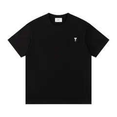 AMI PARIS/アミ シルバー・ハート刺繍 ワッペン Tシャツ 新品未使用 ユニセックス 半袖 ブラック