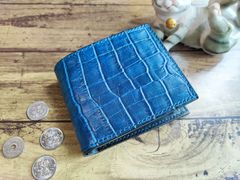 【牛革クロコ型押し】二つ折り財布【栃木レザー】