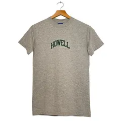 【Champion（チャンピオン）】 Tシャツ（半袖）｜Sサイズ｜レディース｜グレー×グリーン｜HOWELLロゴプリント｜カレッジテイスト