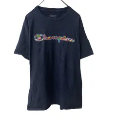 Champion 半袖 プリントTシャツ L ネイビー チャンピオン クルーネック ブランドロゴ スポーティー 古着卸 アメリカ仕入 a706-5821