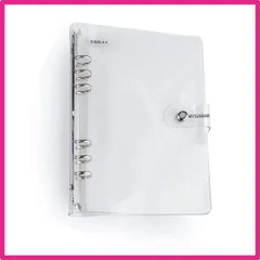 システム手帳 透明バインダー A5 6穴 ノートカバー システム手帳 PVC 鍵付き手帳 日記帳 リング バインダー クリアポケット (A6)