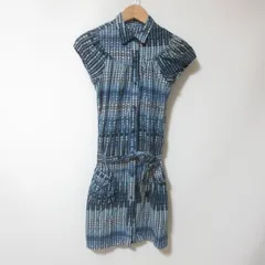 C972　ZARA　ザラ　ブルー　ドット柄　ワンピース　ブラウス　シャツワンピ