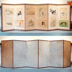 和風絵画の折りたたみパーテーション 日本画 折りたたみ 屏風 格安