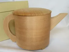 未使用 茶道具 杉木地 曲水指 利休形 水差し 茶事 茶器 　※水漏れ確認済み 茶道具 水指 水差し 曲水指 杉木地 利休好写し 国産材使用 利休