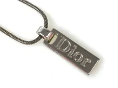 クリスチャン・ディオール　Christian Dior　ロゴプレート　スネークチェーン　ネックレス　シルバーカラー　送料無料