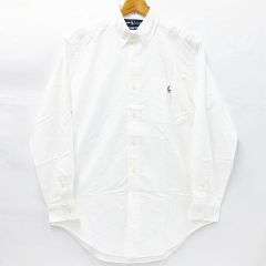 RALPH LAUREN ラルフローレン CLASSIC FIT クラシック フィット ロゴ刺繡 ボタンダウン 長袖シャツ ホワイト 白 綿100％ メンズ M HS-RL-GM0500 M005-0620②