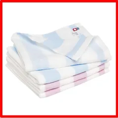 【送料無料 】 フェイスタオル_2.ブルー・ピンク ブルーム 今治タオル 認定 ガーゼタオル フェイスタオル 4枚セット グルービー ボーダー キッチンタオル 