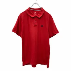 NIKE 半袖 ポロシャツ Mサイズ ナイキ 刺繍 ハーフボタン レッド 古着卸 アメリカ仕入 t2407-3098