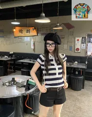 【今日WTO】Miu Miu 25SS ストライプポロカラートップ-CS43