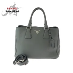 美品 PRADA プラダ ヴィッテロダイノ ロゴ グレー シルバー金具 レザー BN2579 ショルダーバッグ トートバッグ ハンドバッグ 2way 408719【中古】
