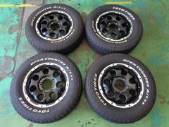 5.5J-16インチ 5H139.7 +22 ロックケリー カルデラ 215/70R16 オープンカントリー 中古 ホイール タイヤ 4本