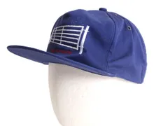 【お得なクーポン配布中!】 デッドストック 90s USA製 企業 ロゴ 刺繍 ベースボール キャップ フリーサイズ 帽子 90年代 オールド トラッカー ハット ブルー 企業物 青